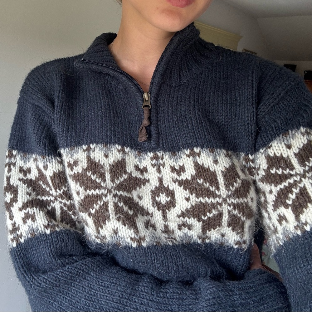 Women's Snowflake Pattern Quarter-Zip Sweater